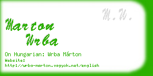 marton wrba business card